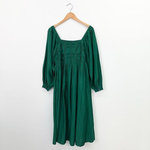 Tuckernuck Women’s Seema Kahai Green Embroidered Poplin Long Sleeve Maxi Dress - Picture 2 of 10